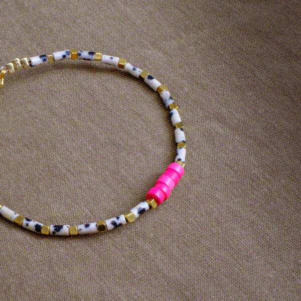 Bracelet jaspe dalmatien mini