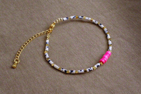 Bracelet jaspe dalmatien mini