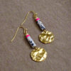 Boucles d'oreilles jaspe dalmatien fuchsia sequin