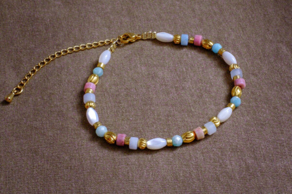 Bracelet perles amazonite et tourmaline
