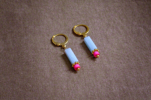 Dormeuses amazonite et fushia