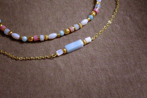 Bracelet perles amazonite et tourmaline