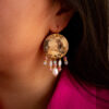 Boucles d'oreilles perles amazonite, tourmaline et nacre