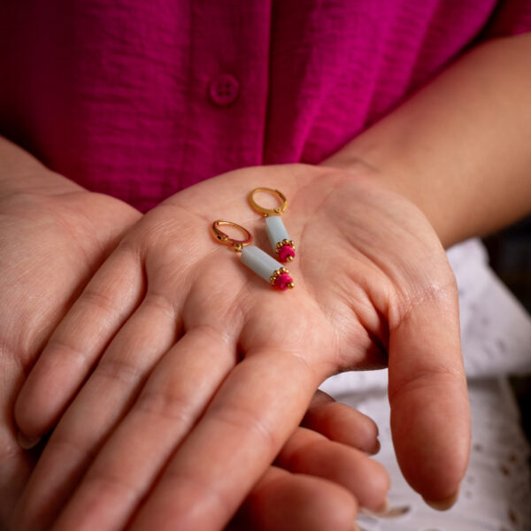 Dormeuses amazonite et fushia