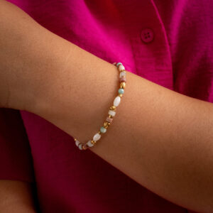 Bracelet perles amazonite et tourmaline