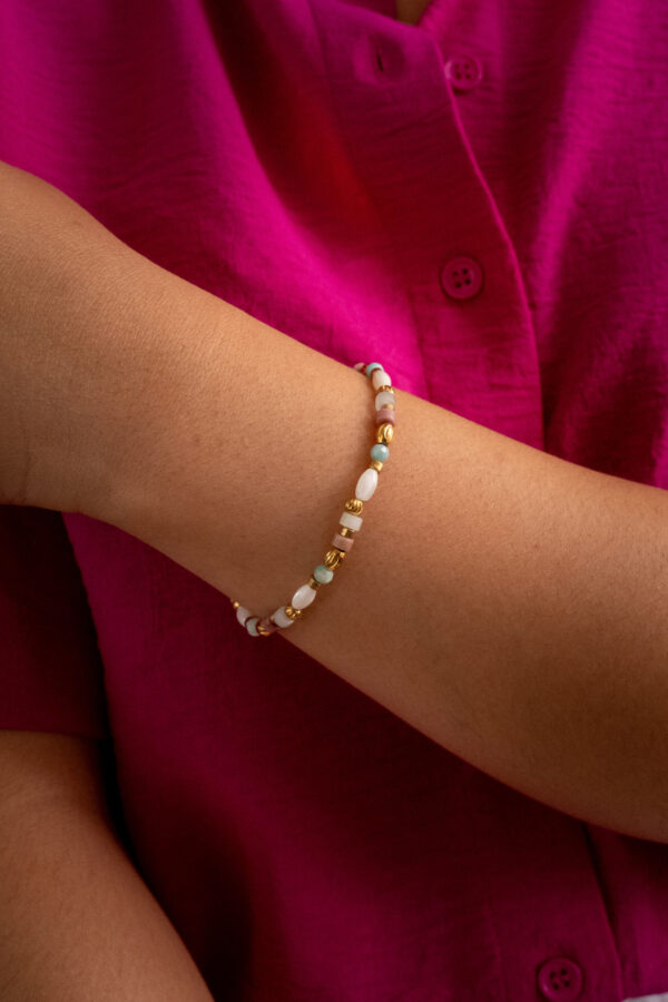 Bracelet perles amazonite et tourmaline