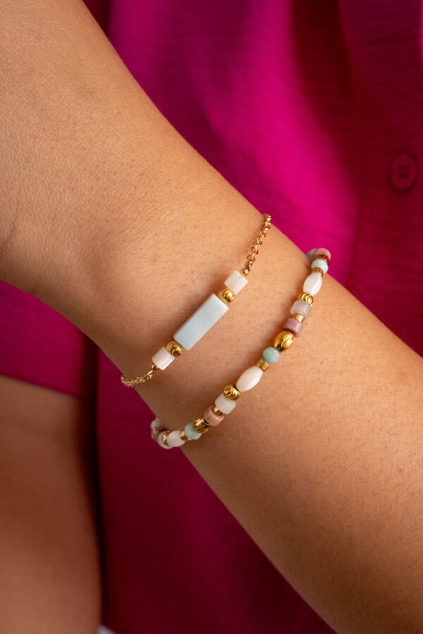 Bracelet perles amazonite et tourmaline