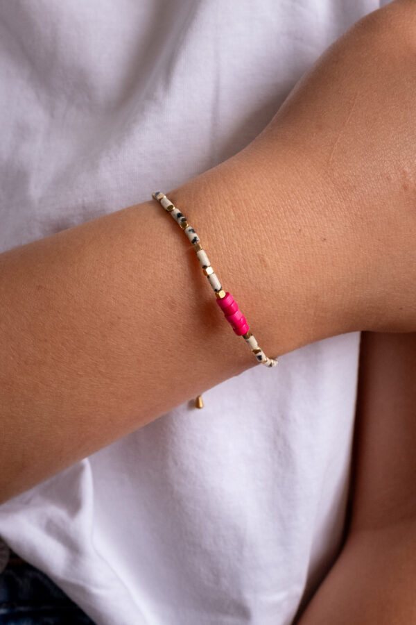 Bracelet jaspe dalmatien mini