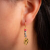 Boucles d'oreilles jaspe dalmatien fuchsia sequin