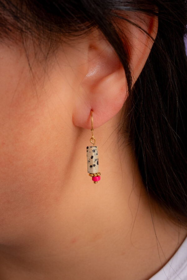Dormeuses jaspe dalmatien fushia