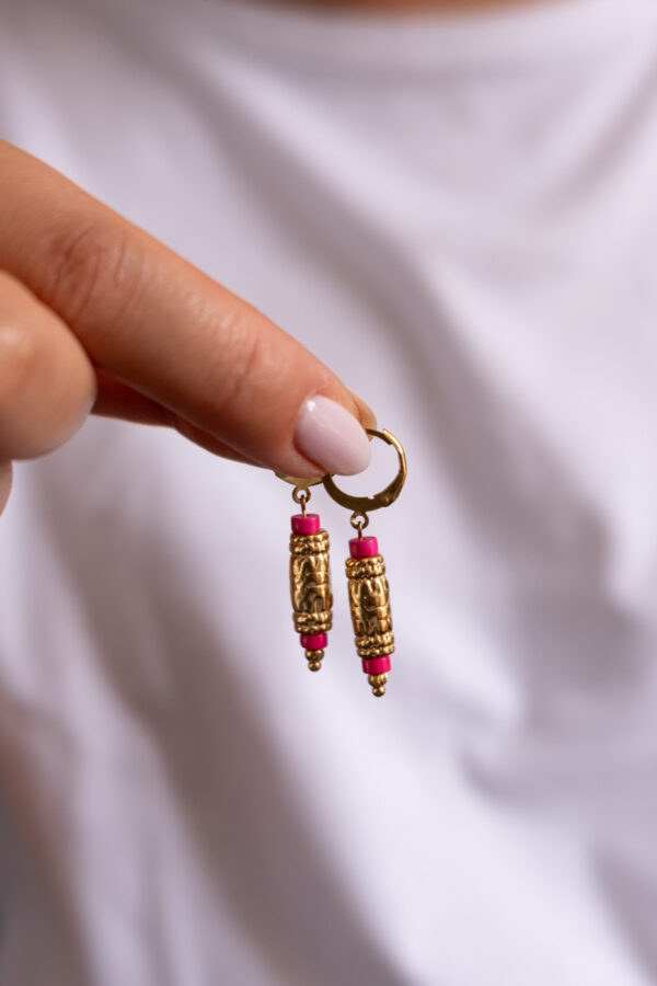 Dormeuses "cartouche" fushia