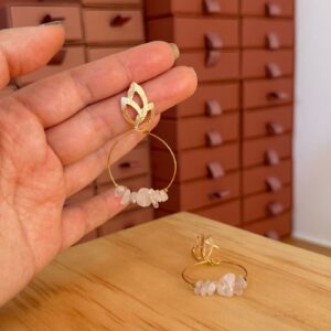 Boucles d'oreilles tulipe quartz rose