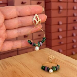 Boucles d'oreilles tulipes rubis zoisite