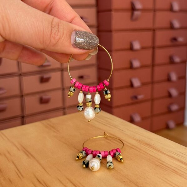 Créoles fuchsia et jaspe dalmatien