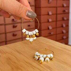 Créoles perles heishi coquillage