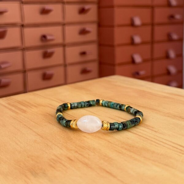 Bracelet quartz rose et turquoise africaine