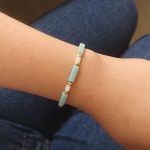 Bracelet élastique amazonite et nacre