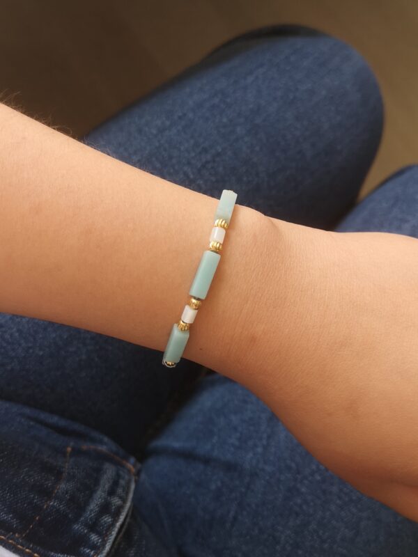 Bracelet élastique amazonite et nacre