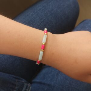 Bracelet élastique amazonite et magnésite rose