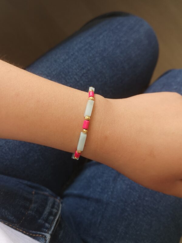 Bracelet élastique amazonite et magnésite rose