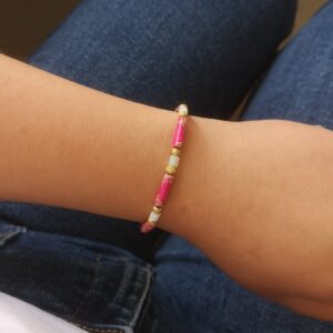 Bracelet élastique jaspe rose