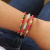 dav Bracelet élastique turquoise africaine et magnésite rose
